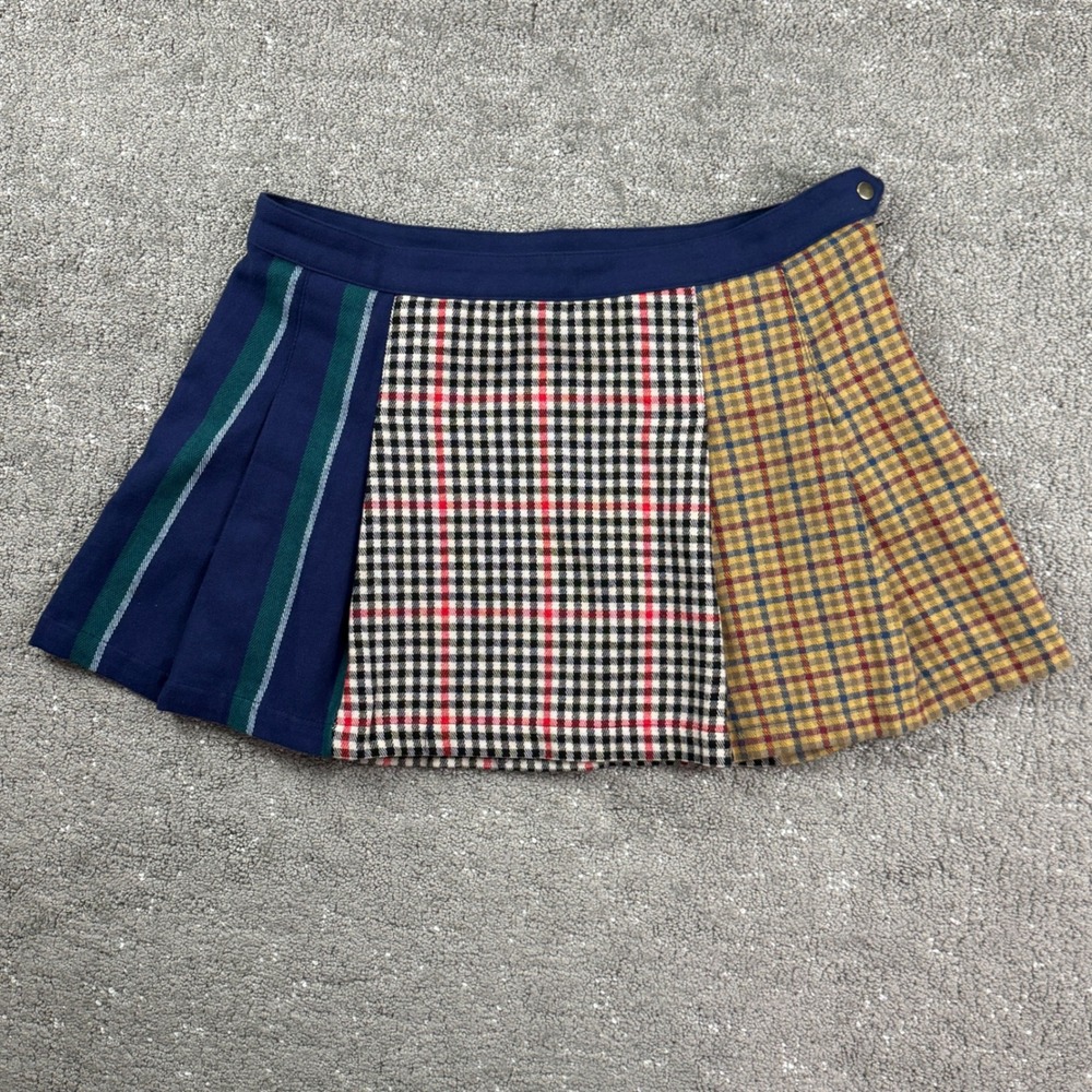 Rowing Blazers Target Skirt Women 16 Multi Patchwork Plaid Pleated Mini Preppy